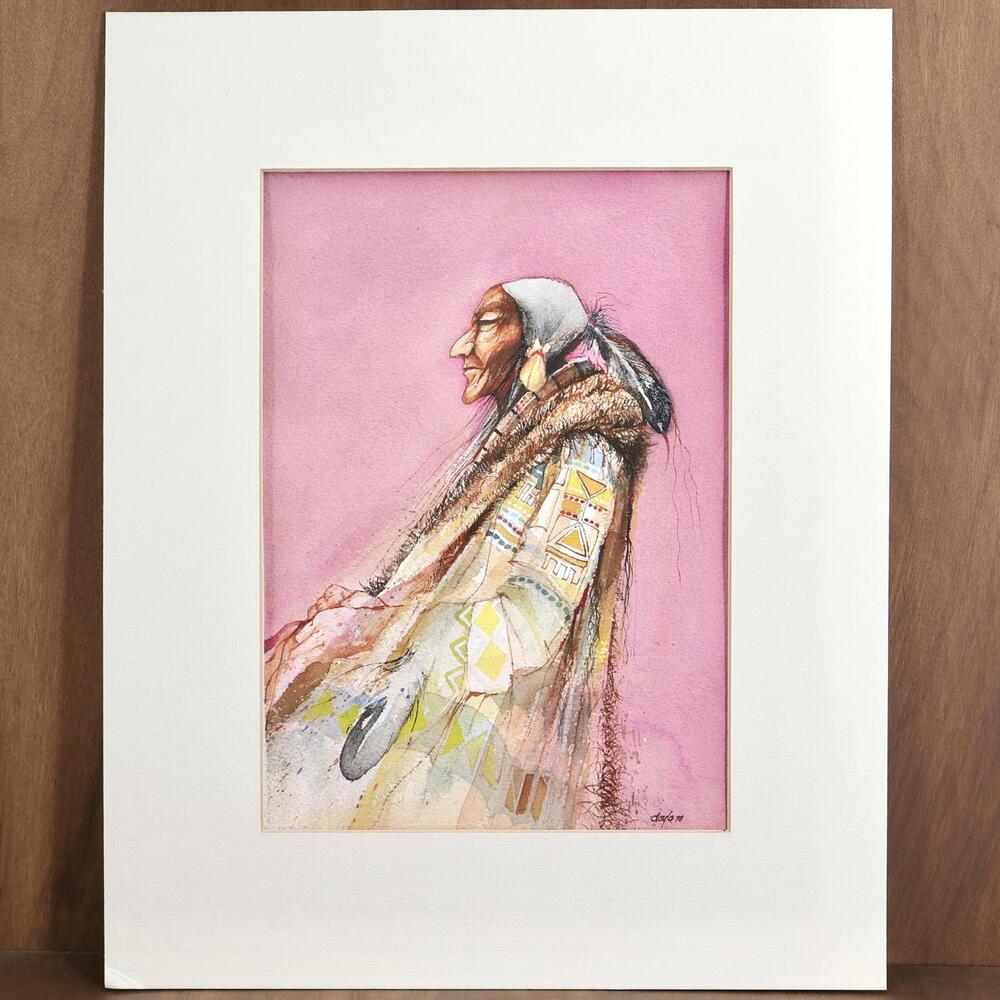 1976 Original John Lawrence Doyle Signed Watercolor "Washakie Priest" Unframed